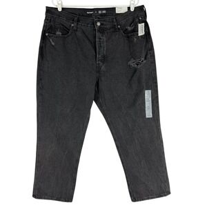 Old Navy Women's Slouchy Straight Distressed High Rise Black Jeans Size 16 NWT